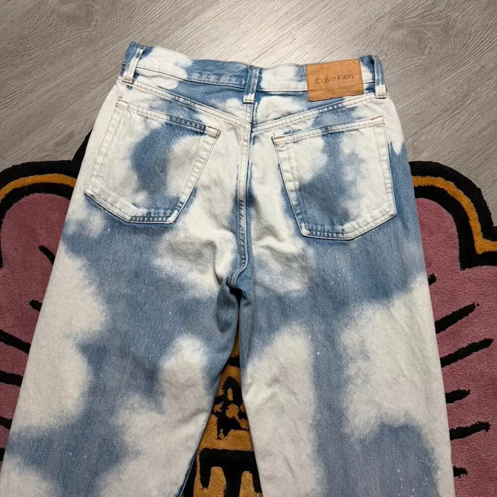 Calvin Klein Original Wide Leg Bleached Denim Jeans Size 31